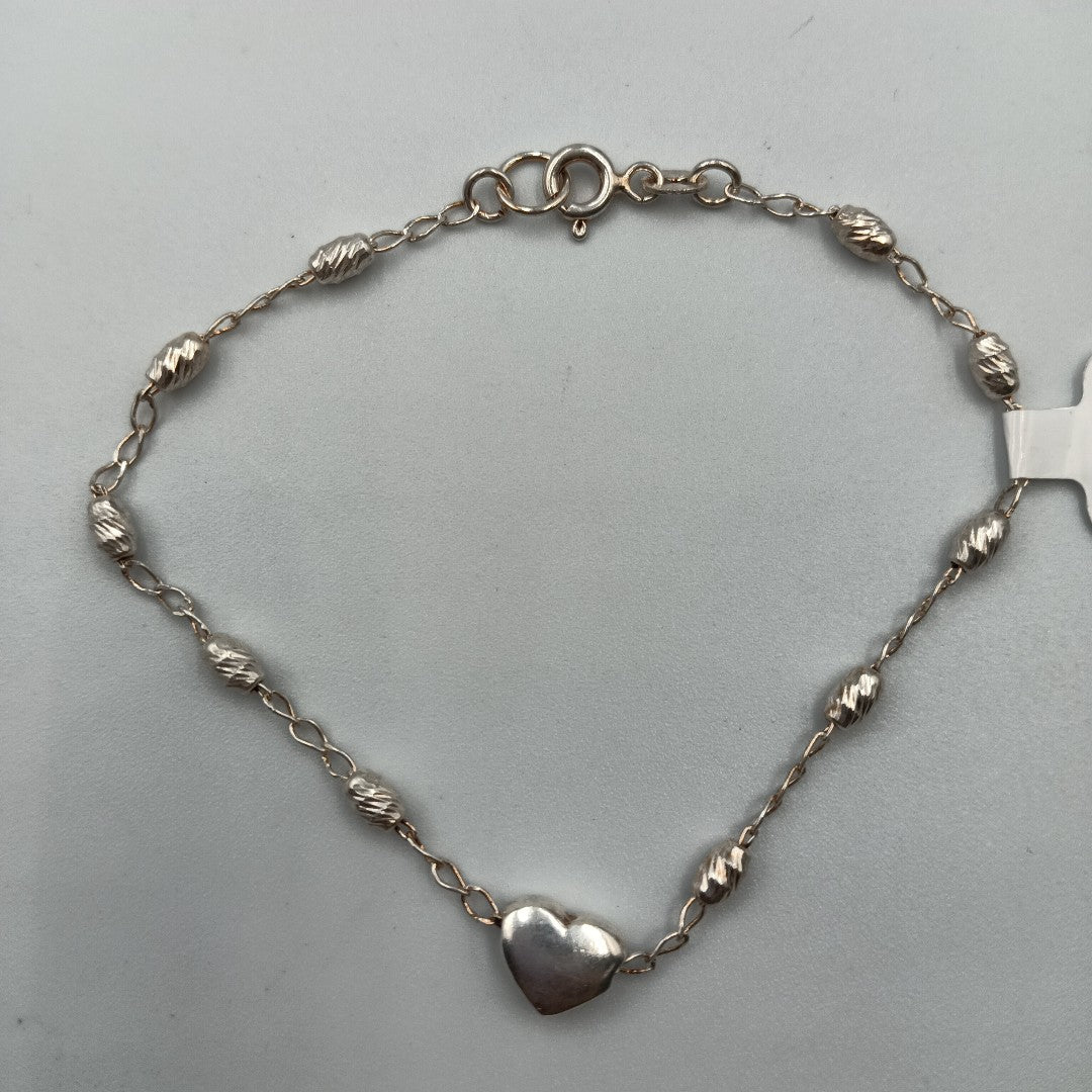 PULSERA TEJIDO CORAZON PLATA .925 18 CM 3.4 GR (NUEVO)