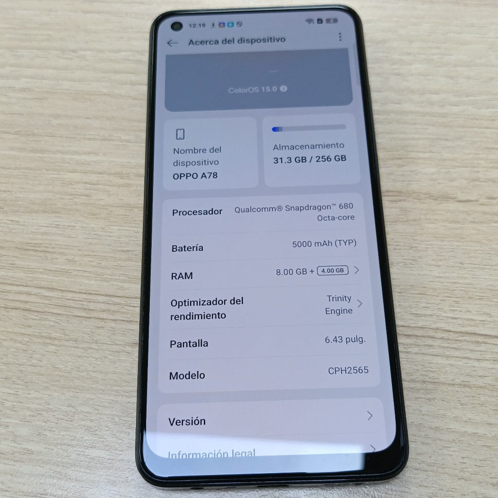 CELULAR OPPO A78 CPH2565 (2023) 256 GB 8 GB RAM (SEMINUEVO)