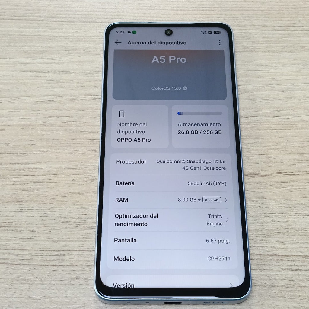 CELULAR OPPO A5 PRO CPH2711 (2025) 256 GB 8 GB RAM (SEMINUEVO)