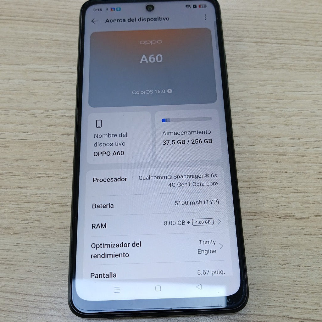 CELULAR OPPO A60 CPH3669 256 GB 8 GB RAM (SEMINUEVO)