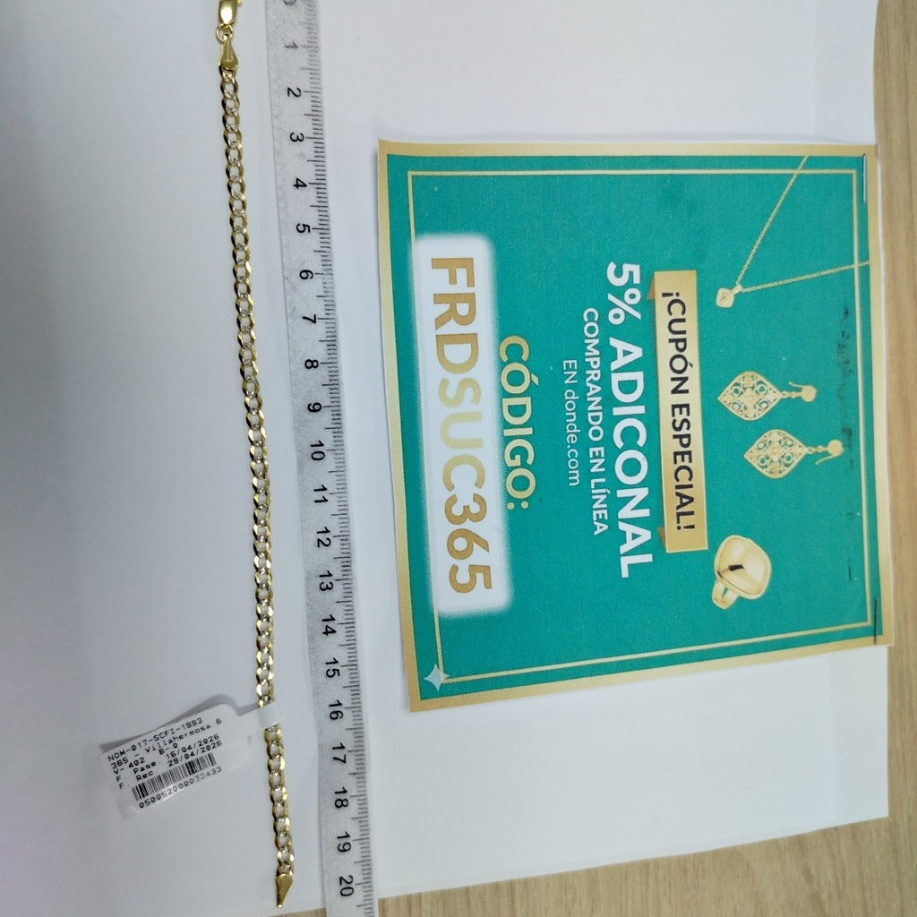 PULSERAS BARBADA DIAMANTADA ORO 14K 21 CM 3.6 GR (NUEVO)