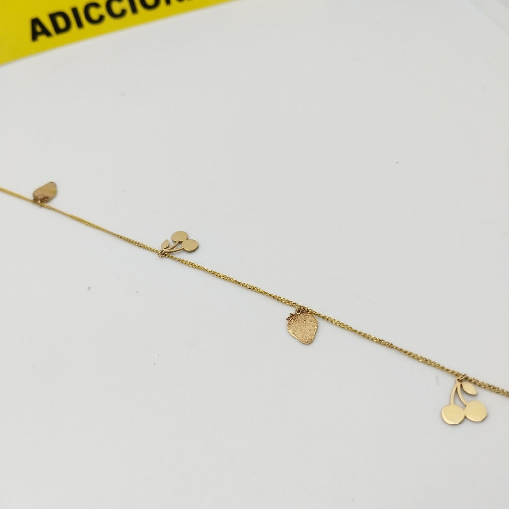 PULSERAS TEJIDO ESPECIAL C/DIJE ORO 10K 18 CM 1.3 GR (NUEVO)