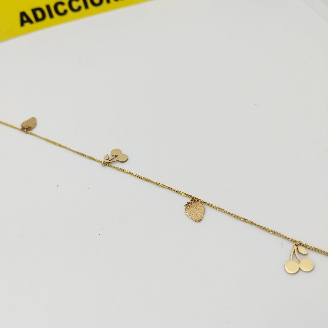 PULSERAS TEJIDO ESPECIAL C/DIJE ORO 10K 18 CM 1.3 GR (NUEVO)