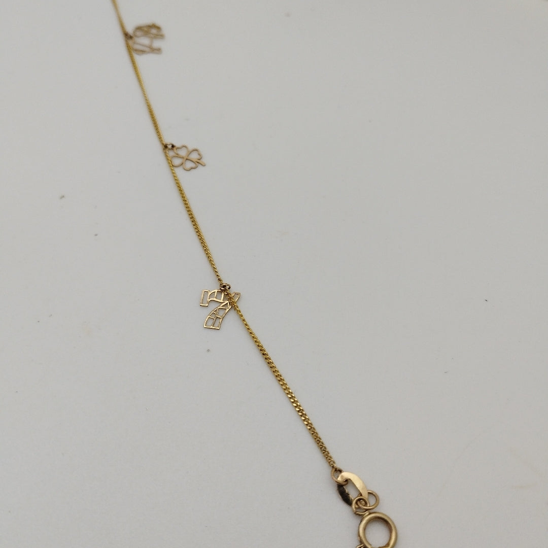PULSERAS TEJIDO ESPECIAL C/DIJE ORO 10K 18 CM 0.9 GR (NUEVO)