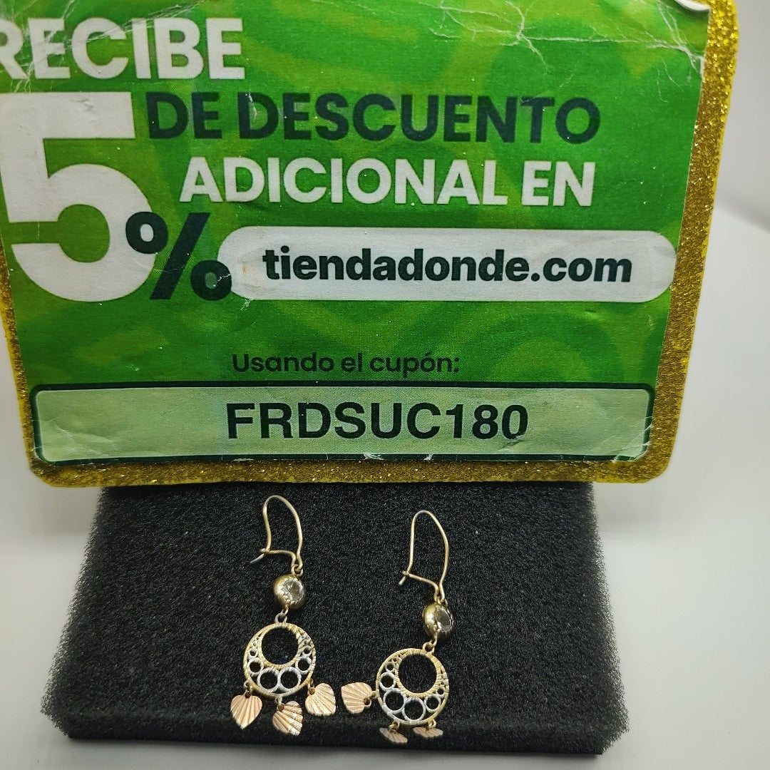 ARETES PAR ORO,ORO COMBINADO 10 K 1,60 GRMS (SEMINUEVO)