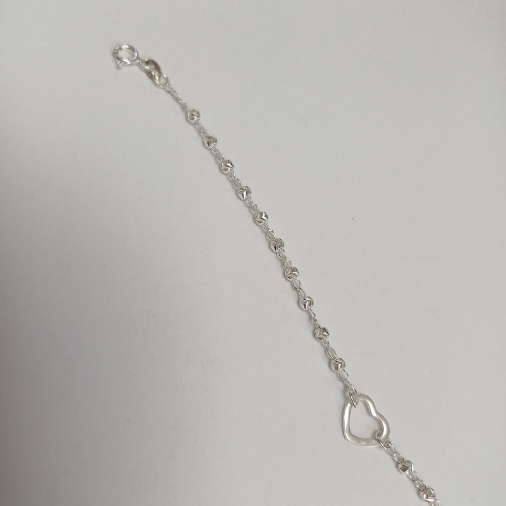 PULSERA TEJIDO CORAZON PLATA .925 18 CM 1.9 GR (NUEVO)