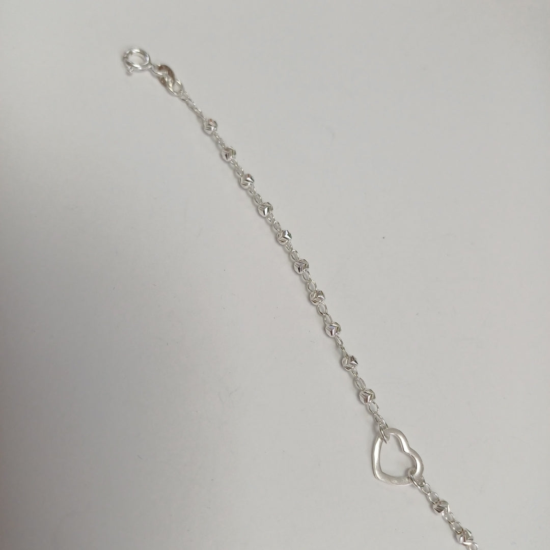 PULSERA TEJIDO CORAZON PLATA .925 18 CM 1.9 GR (NUEVO)