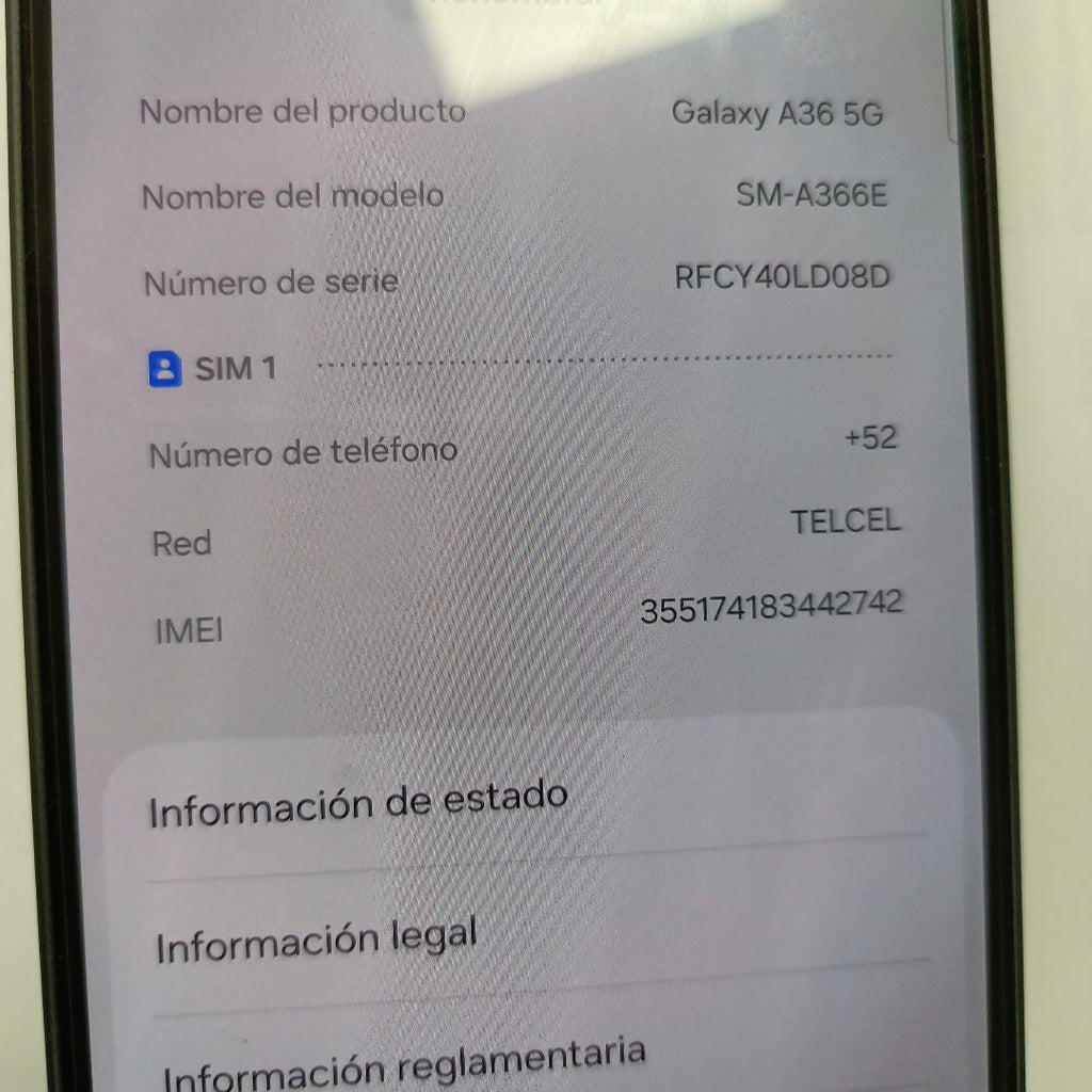 CELULAR SAMSUNG GALAXY A36 5G SM-A366E (2025) 128 GB 6 GB RAM (SEMINUEVO)