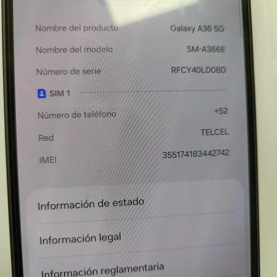 CELULAR SAMSUNG GALAXY A36 5G SM-A366E (2025) 128 GB 6 GB RAM (SEMINUEVO)