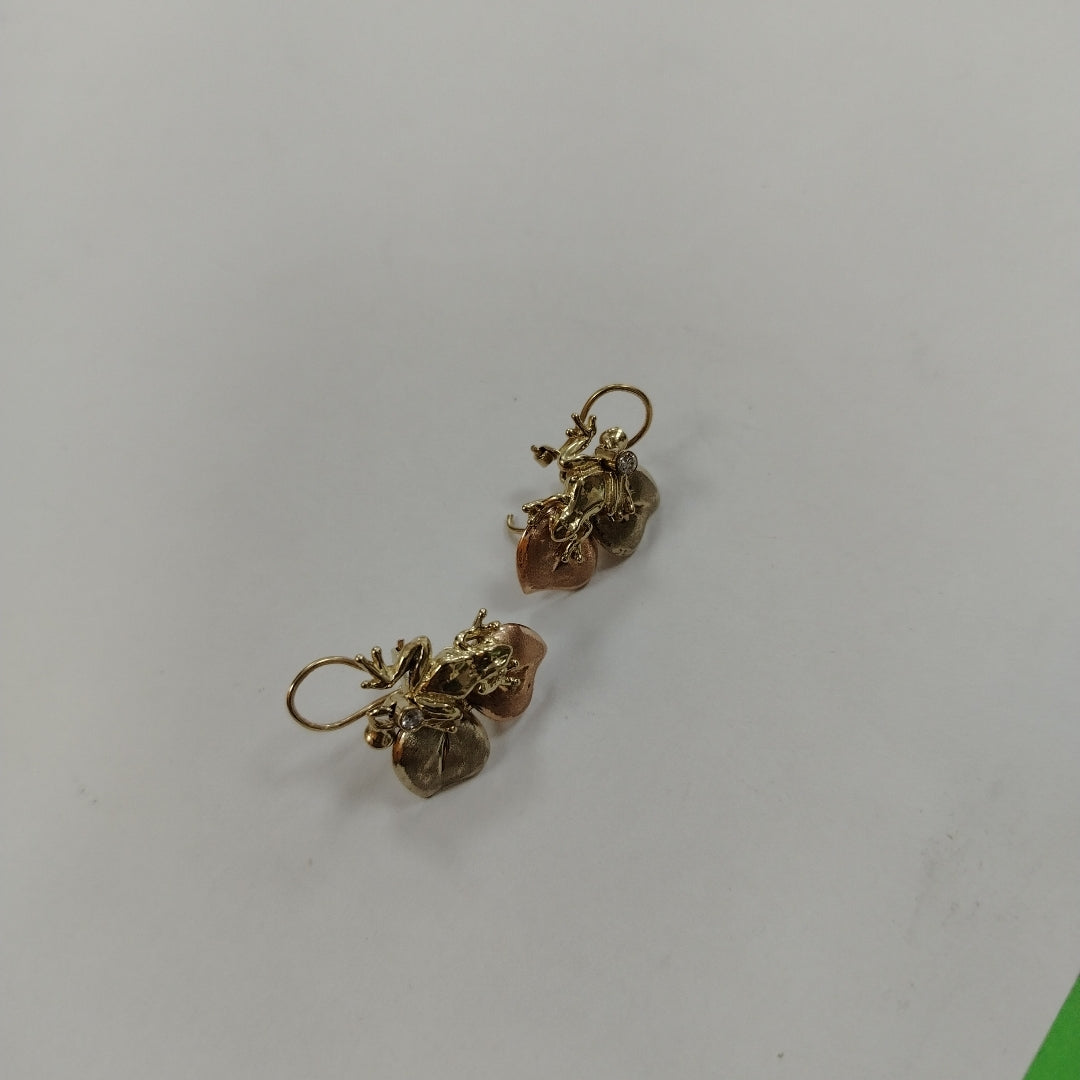 ARETES PAR ORO, ORO COMBINADO 14 K 6.3 GRMS (SEMINUEVO)