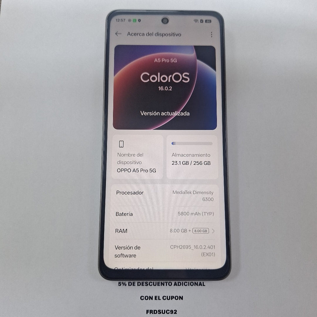 CELULAR OPPO A5 PRO 5G CPH2695 (2025) 256 GB 8 GB RAM (SEMINUEVO)
