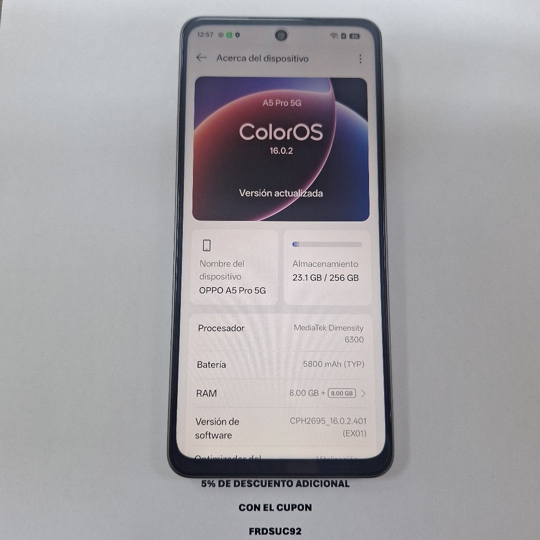 CELULAR OPPO A5 PRO 5G CPH2695 (2025) 256 GB 8 GB RAM (SEMINUEVO)