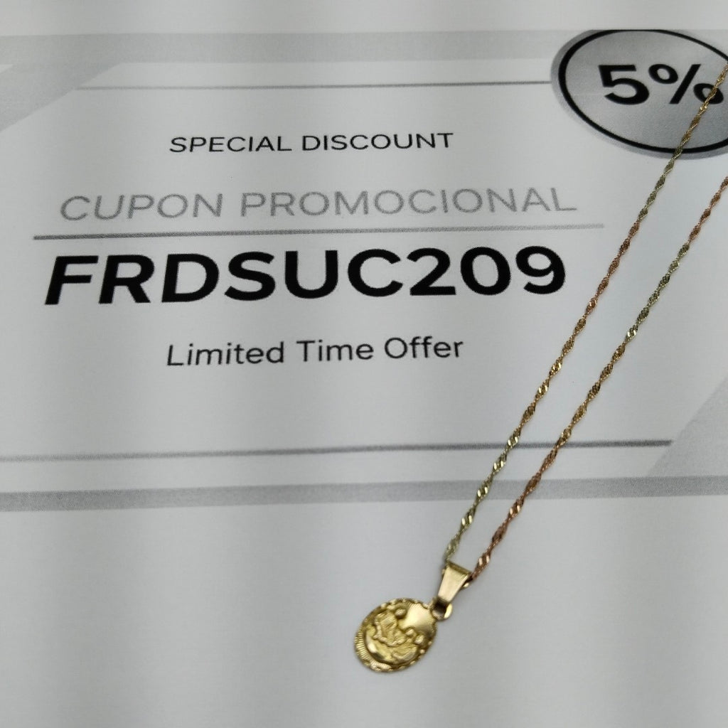 CADENA, DIJE ORO, ORO COMBINADO 10 K 2.6 GRMS (SEMINUEVO)