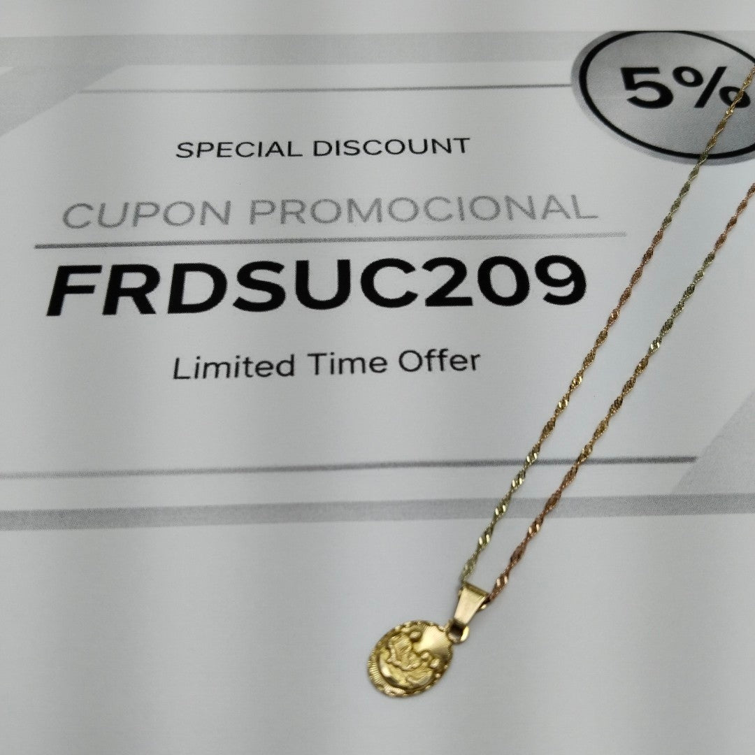 CADENA, DIJE ORO, ORO COMBINADO 10 K 2.6 GRMS (SEMINUEVO)