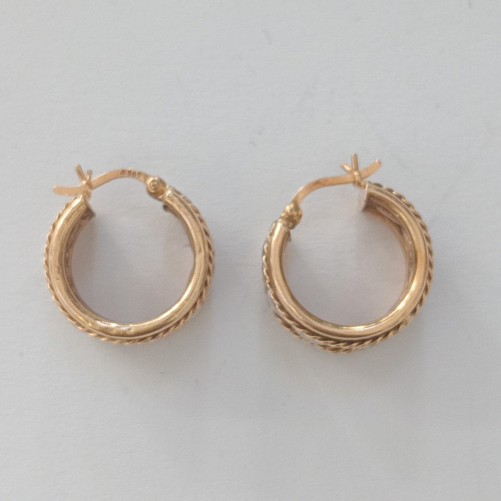 ARRACADAS PAR ORO COMBINADO 14 K 5.5 GRMS (SEMINUEVO)