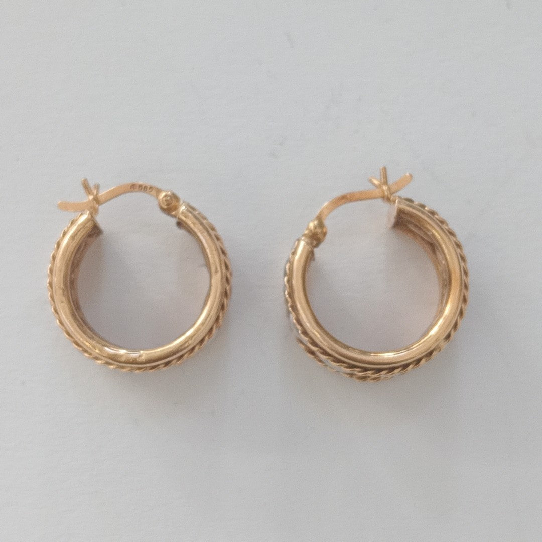ARRACADAS PAR ORO COMBINADO 14 K 5.5 GRMS (SEMINUEVO)