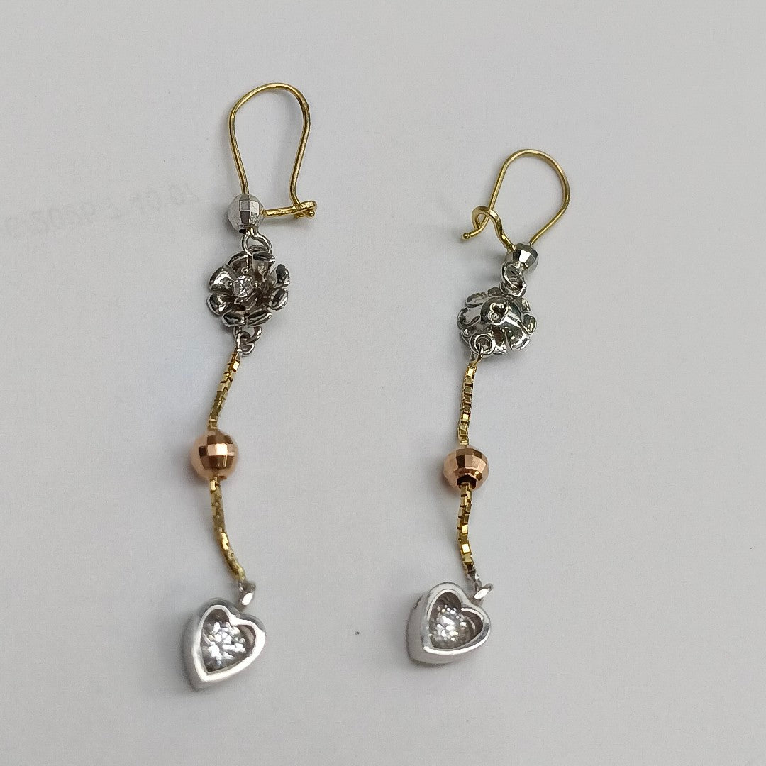 ARETES PAR ORO COMBINADO 14 K 2.1 GRMS (SEMINUEVO)