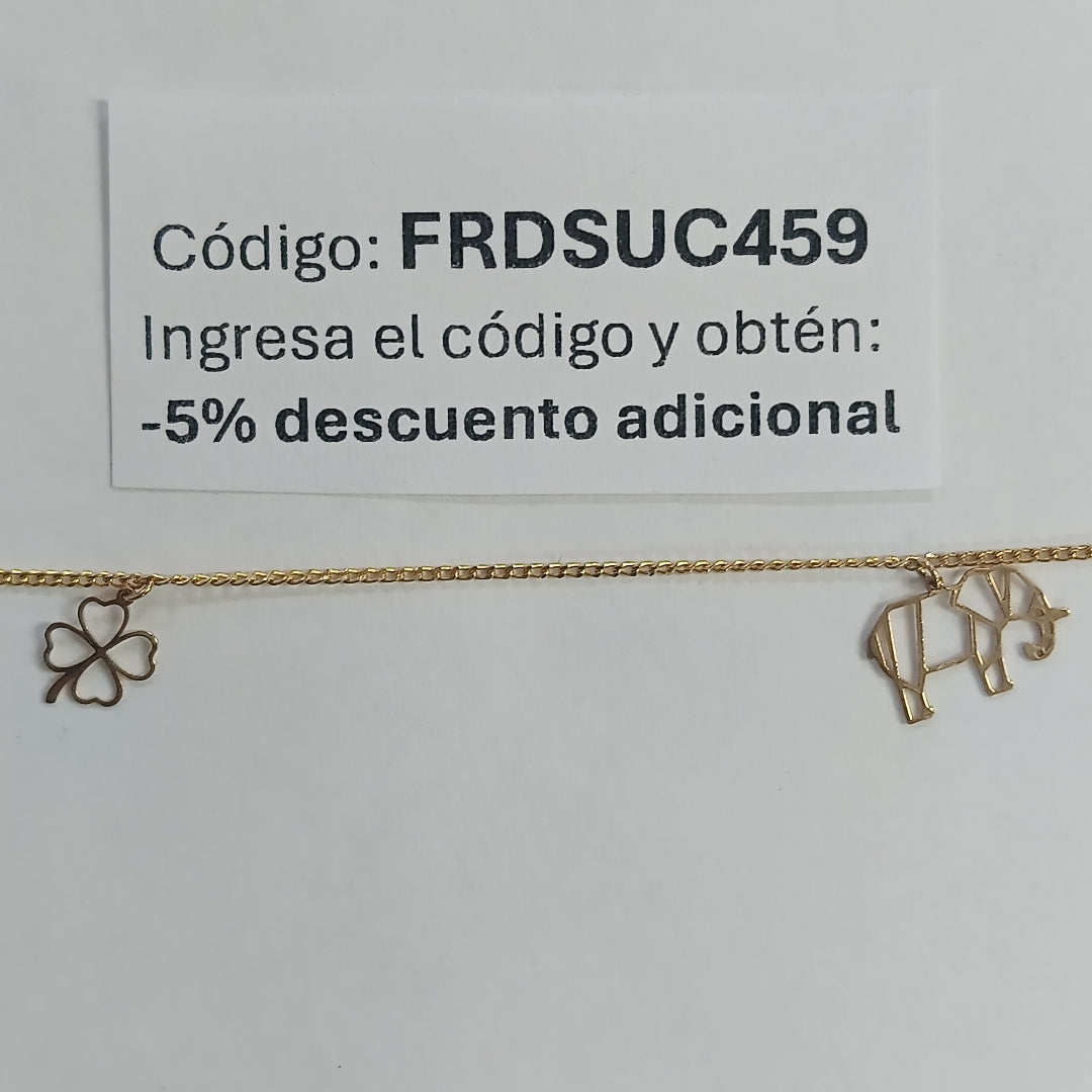 PULSERAS TEJIDO ESPECIAL C/DIJE ORO 10K 18 CM 0.9 GR (NUEVO)