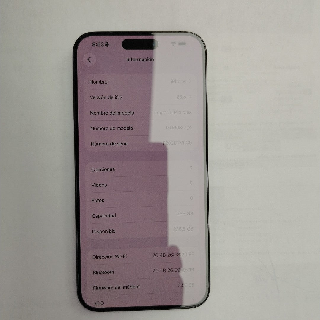 CELULAR APPLE IPHONE 15 PRO MAX A2849 (2023) 256 GB 8 GB RAM (SEMINUEVO)