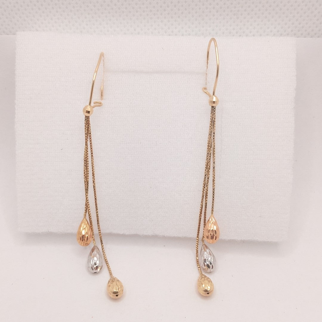 ARETES PAR ORO, ORO COMBINADO 14 K 2.2 GRMS (SEMINUEVO)