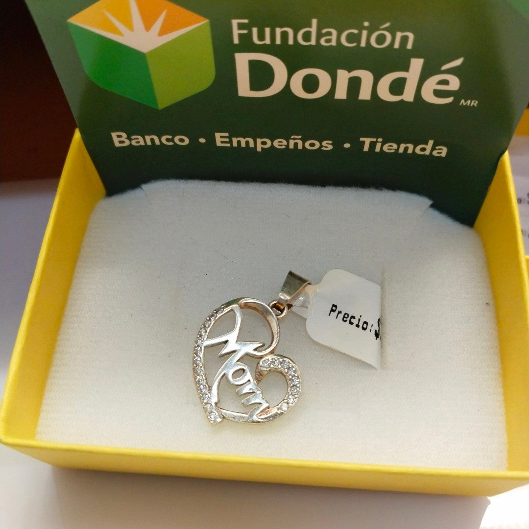 DIJE CORAZON C/CIRCONIAS PLATA .925 3.1 GR (NUEVO)