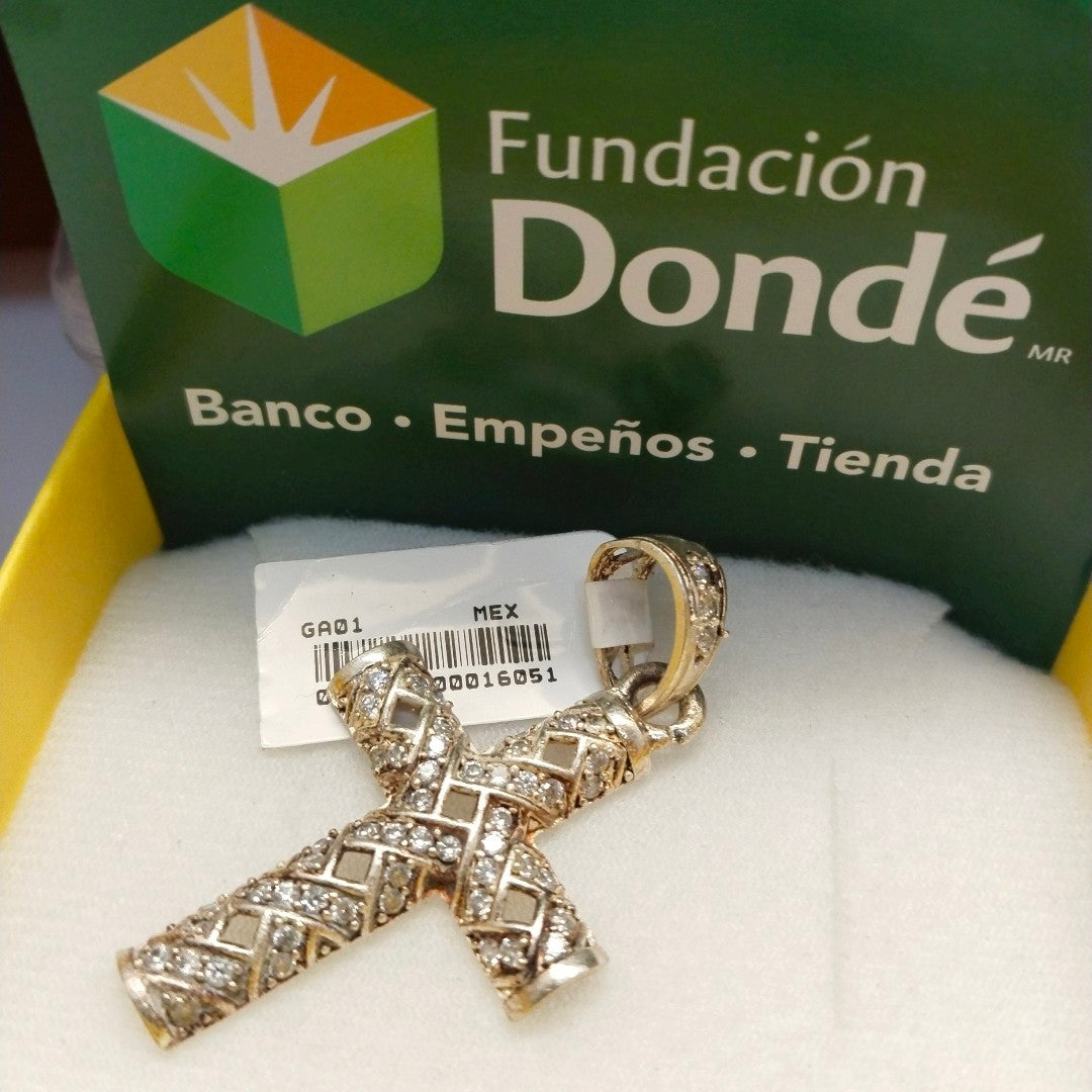 DIJE CRUZ C/CIRCONIAS PLATA .925 7.8 GR (NUEVO)