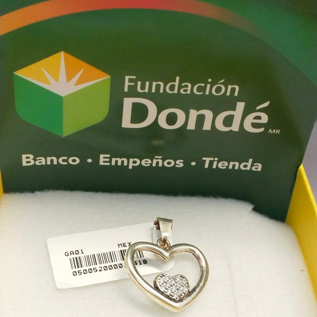 DIJE CORAZON C/CIRCONIAS PLATA .925 2.5 GR (NUEVO)