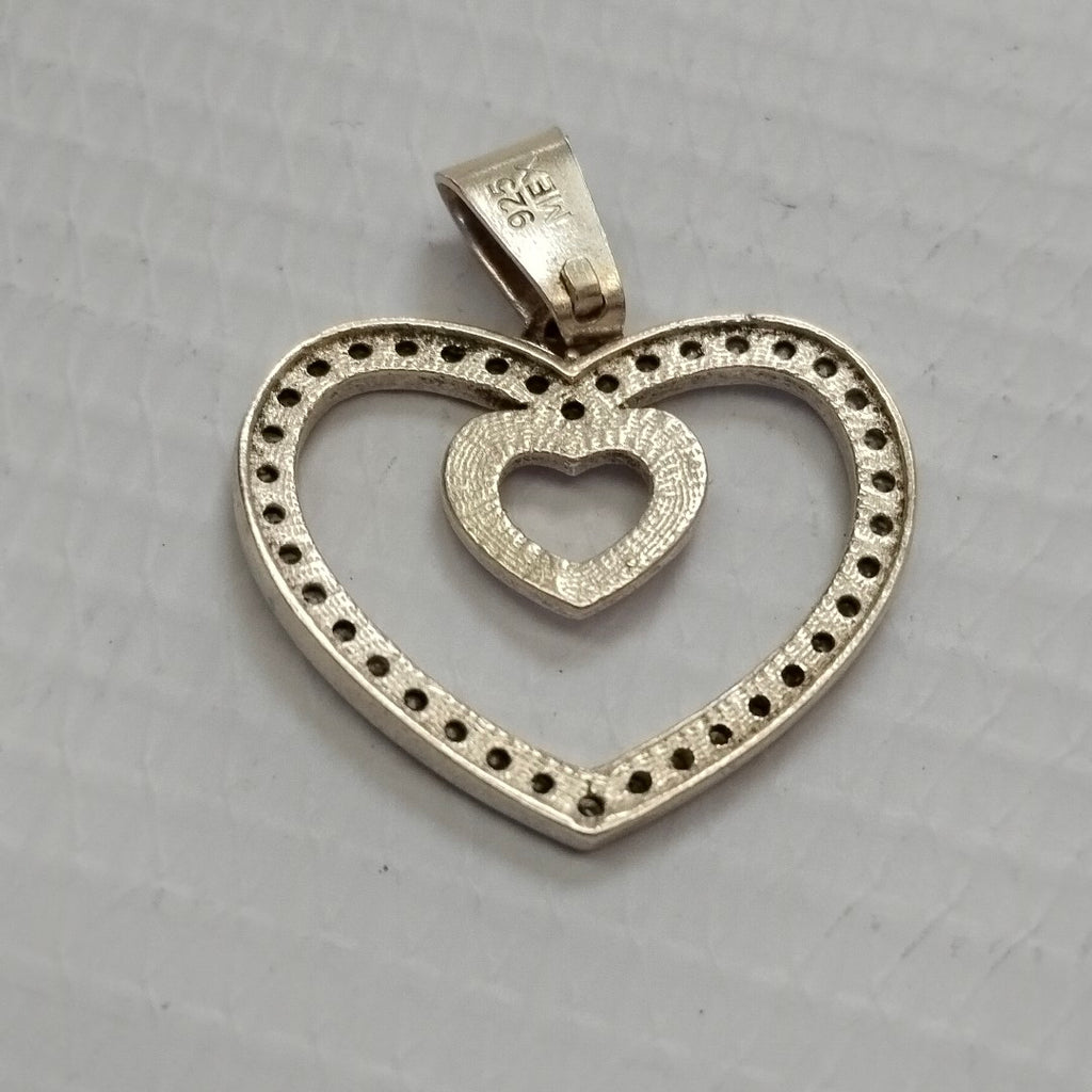 DIJE CORAZON C/CIRCONIAS PLATA .925 2.8 GR (NUEVO)
