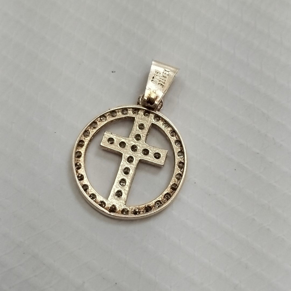 DIJE CRUZ C/CIRCONIAS PLATA .925 2.4 GR (NUEVO)