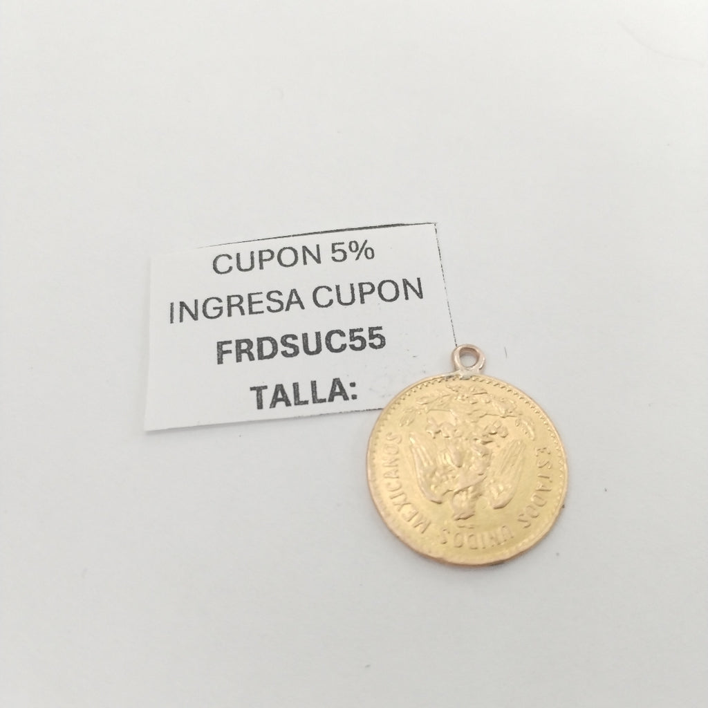 K1 4.1 GRMS 21 K IDENTIFICACIÓN DIJE MONEDAS PESOS 5 PESOS MATERIAL (SEMINUEVO)