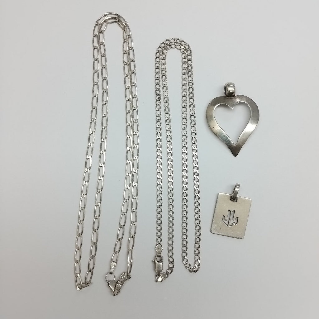 ARETES PAR, CADENA, DIJE, PULSERA PLATA 45.9 GRMS (SEMINUEVO)