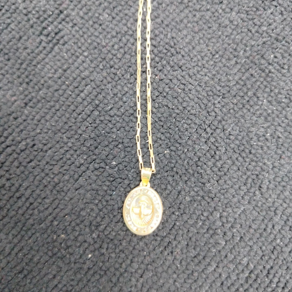 CADENA, MEDALLA RELIGIOSA ORO 10 K 1.7 GRMS (SEMINUEVO)
