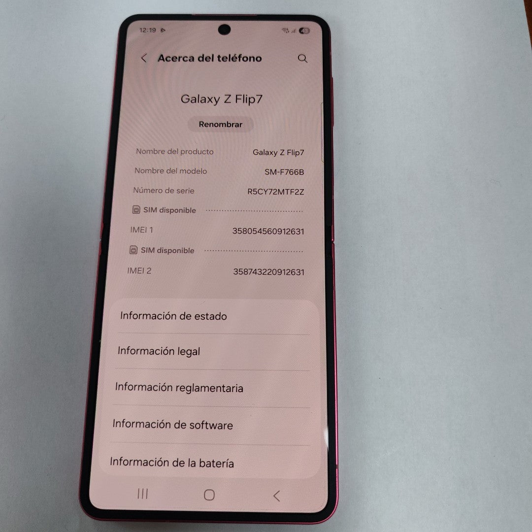 CELULAR SAMSUNG GALAXY Z FLIP 7 SM-F766B (2025) 512 GB 12 GB RAM (SEMINUEVO)