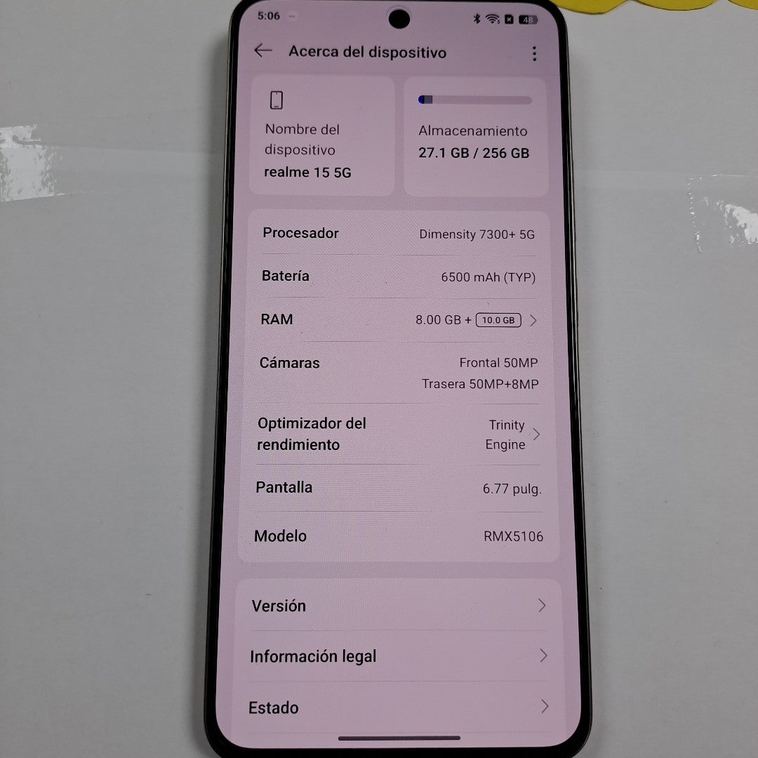 CELULAR REALME 15 5G RMX5106 (2025) 256 GB 8 GB RAM (SEMINUEVO)