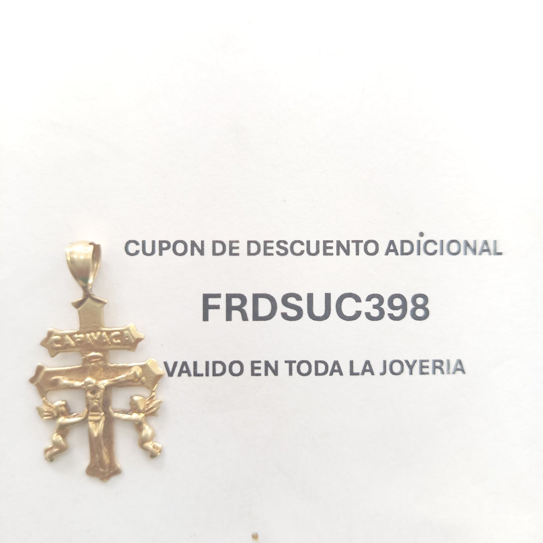 CRUZ DE CARAVACA,DIJE ORO 14 K 3,90 GRMS (SEMINUEVO)