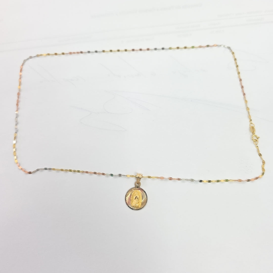CADENA, MEDALLA RELIGIOSA ORO 10 K 1.8 GRMS (SEMINUEVO)