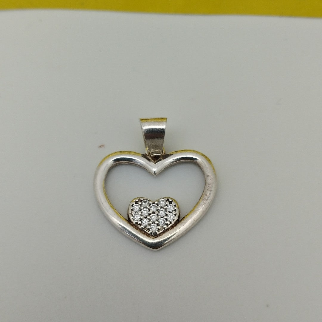 DIJE CORAZON C/CIRCONIAS PLATA .925 2.5 GR (NUEVO)