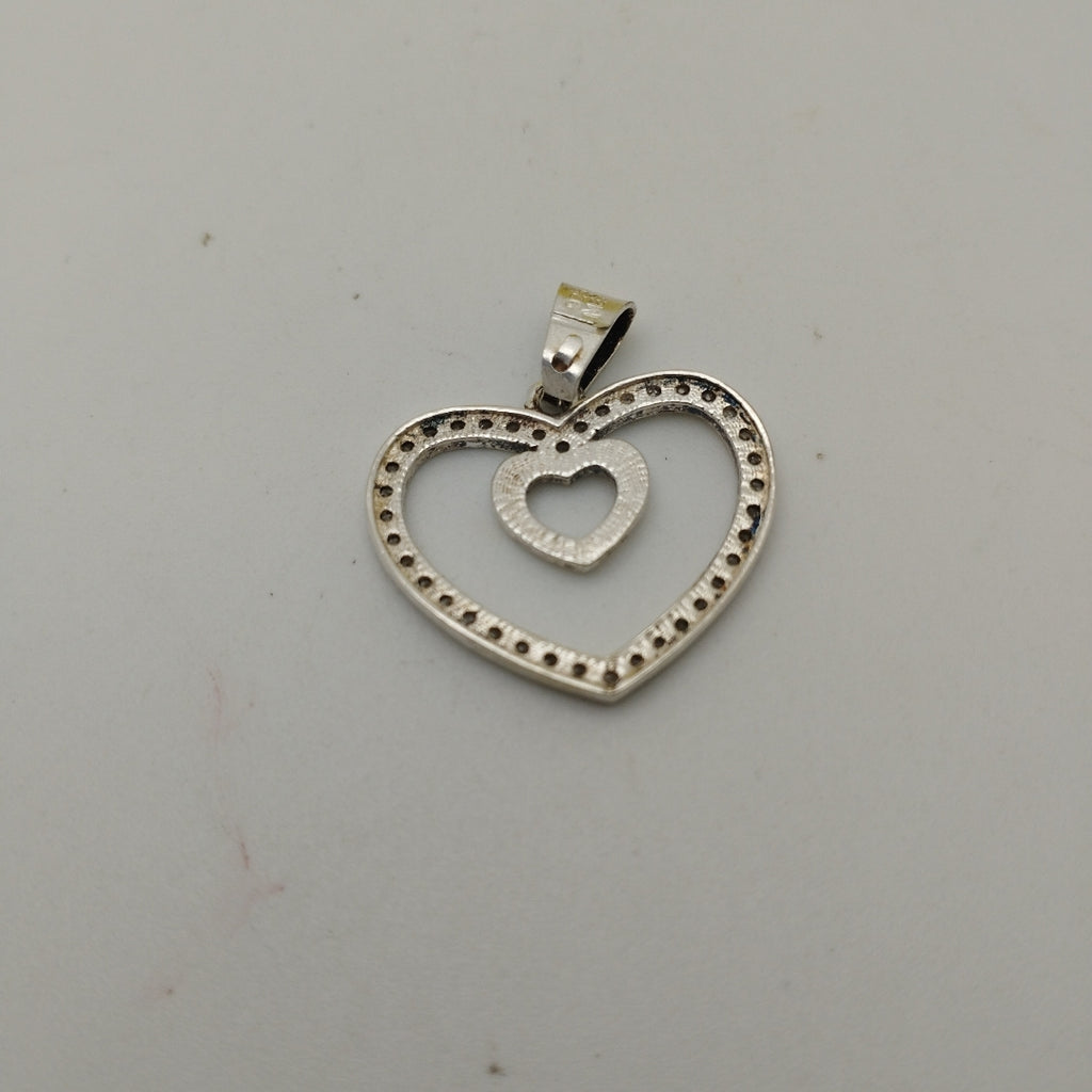 DIJE CORAZON C/CIRCONIAS PLATA .925 2.7 GR (NUEVO)