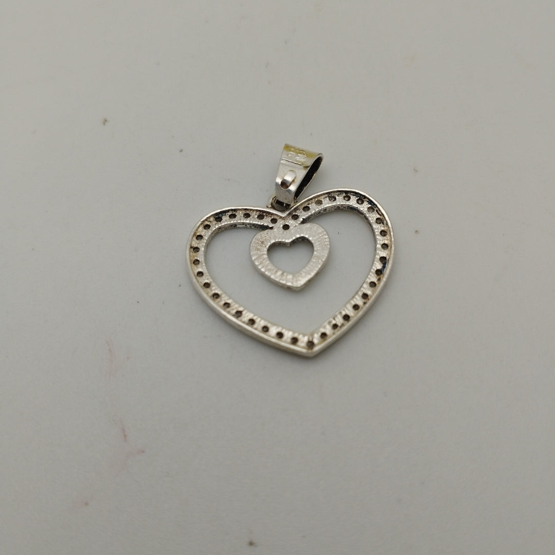 DIJE CORAZON C/CIRCONIAS PLATA .925 2.7 GR (NUEVO)