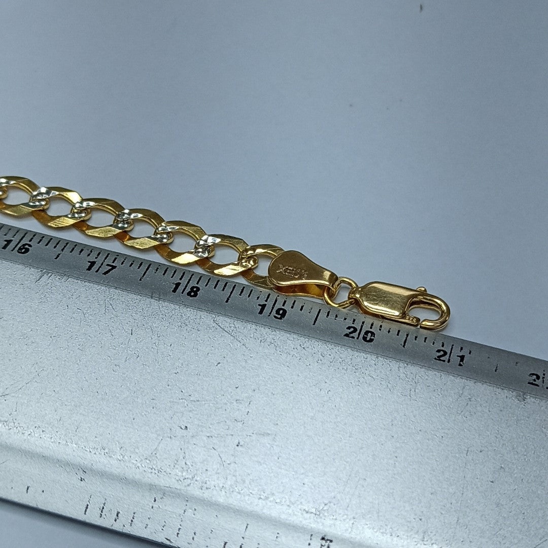 PULSERAS TEJIDO BARBADA DIAMANTADA ORO 14K 21 CM 6.5 GR (NUEVO)
