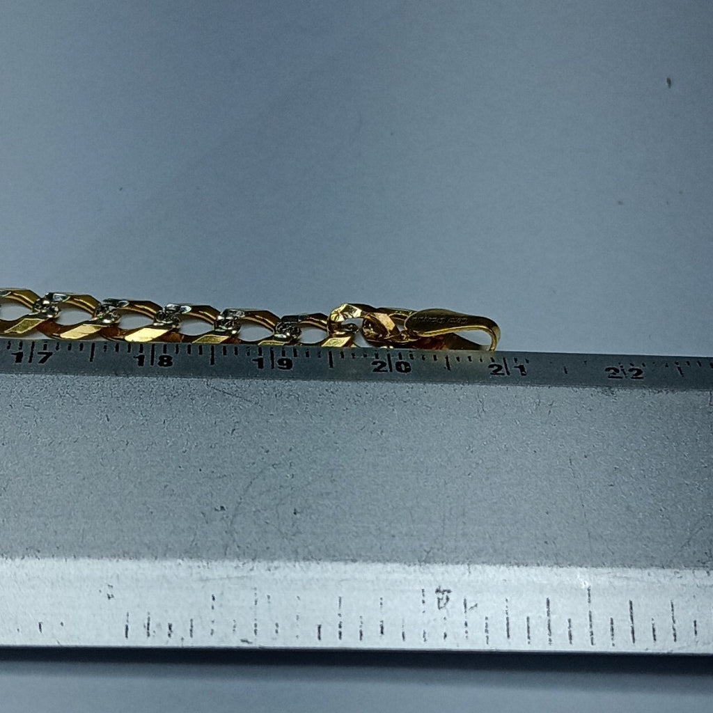 PULSERAS TEJIDO BARBADA DIAMANTADA ORO 14K 21 CM 6.5 GR (NUEVO)