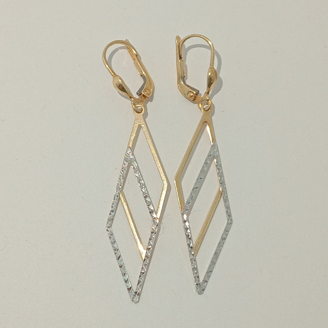 ARETES PAR ORO COMBINADO 14 K 2.1 GRMS (SEMINUEVO)