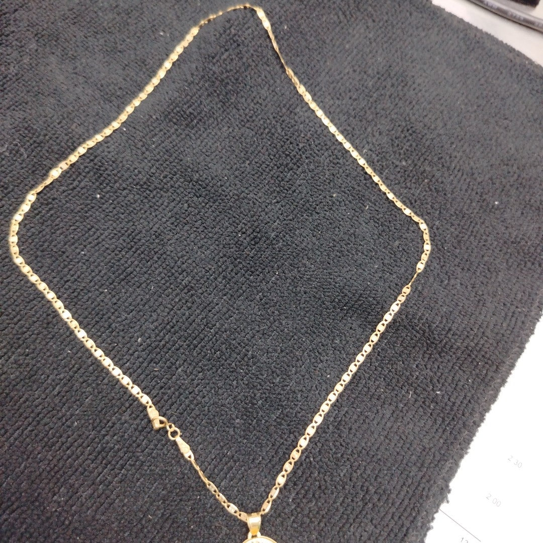 CADENA, MEDALLA RELIGIOSA ORO COMBINADO 10 K 4 GRMS (SEMINUEVO)