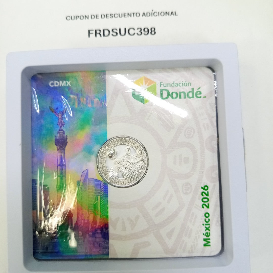 MEDALLA CONMEMORATIVA FRD FÚTBOL MOTIVO ÁGUILA PLATA .925 8.9 GR (NUEVO)