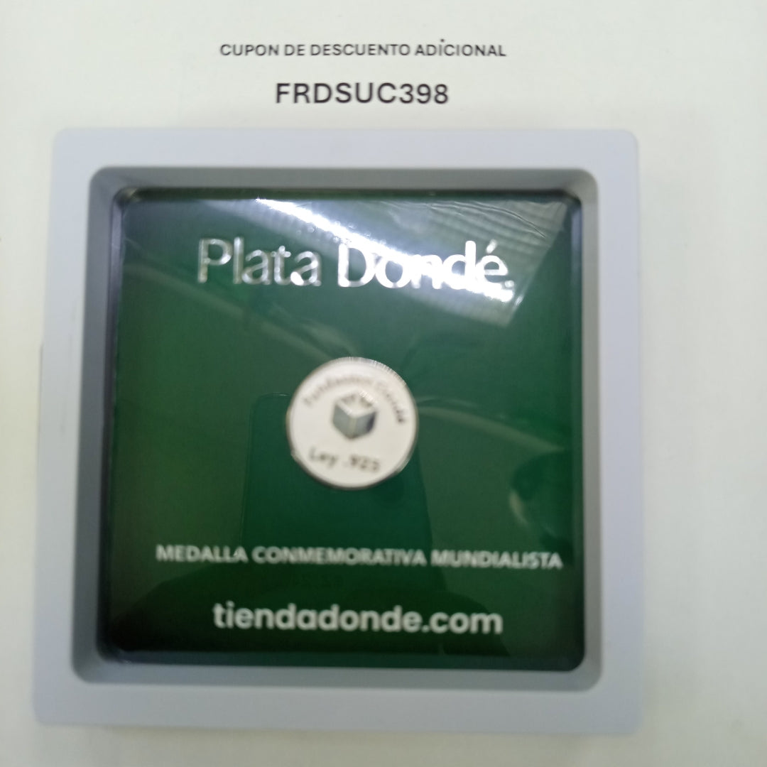 MEDALLA CONMEMORATIVA FRD FÚTBOL MOTIVO COLIBRI PLATA .925 8 GR (NUEVO)