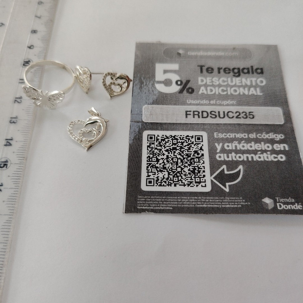 ANILLITO, BROQUELES PAR, DIJE PLATA 5.6 GRMS (SEMINUEVO)