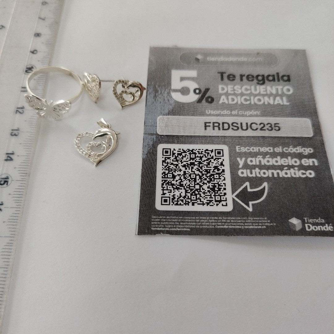 ANILLITO, BROQUELES PAR, DIJE PLATA 5.6 GRMS (SEMINUEVO)