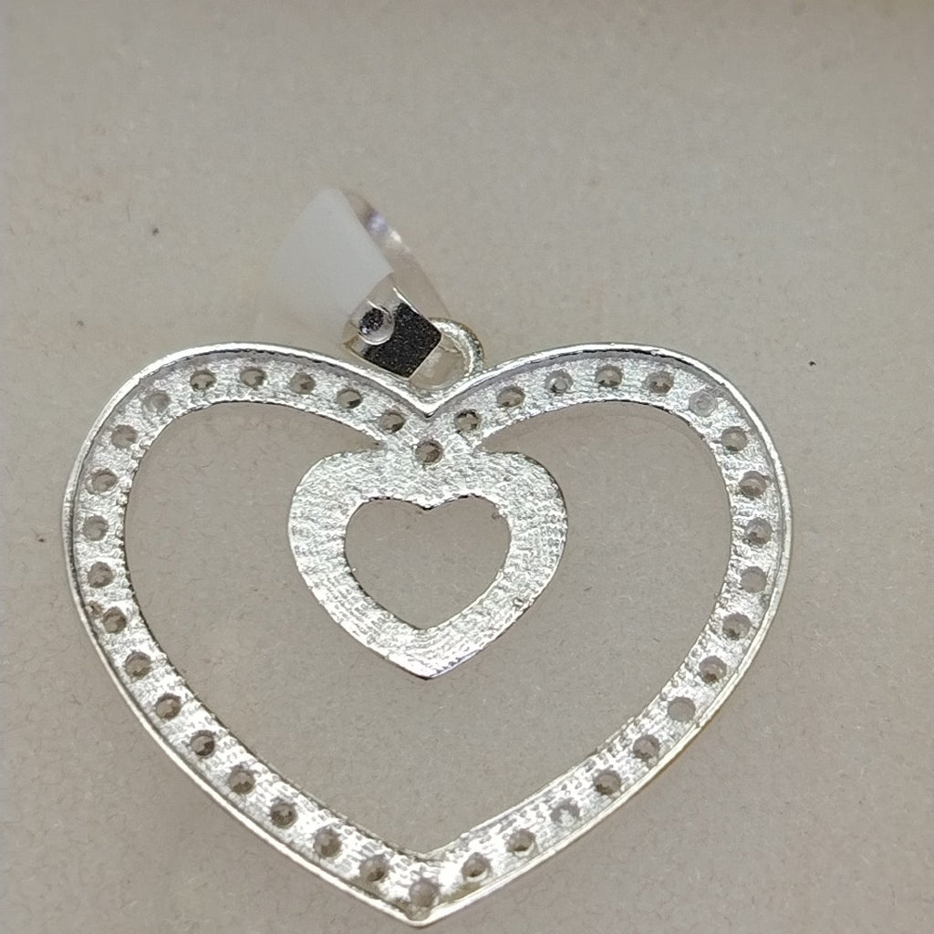 DIJE CORAZON C/CIRCONIAS PLATA .925 2.7 GR (NUEVO)