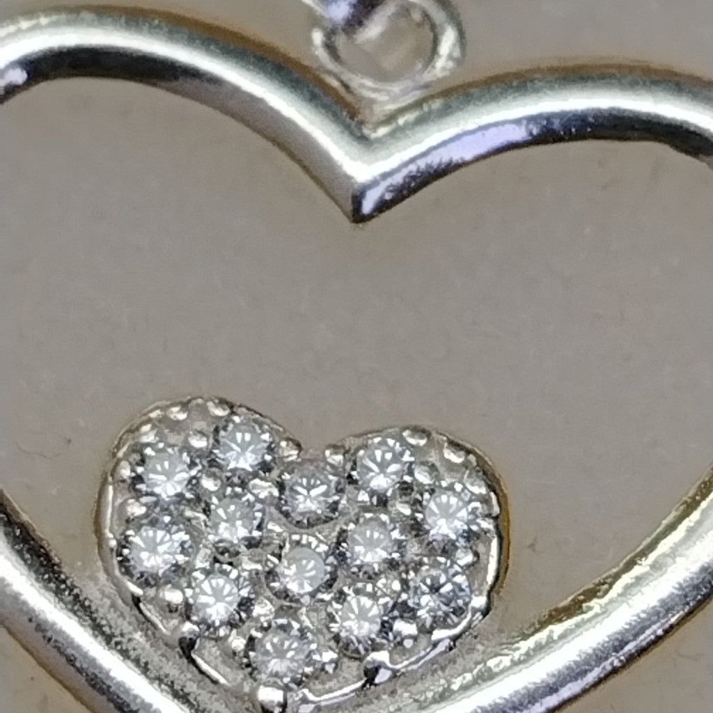 DIJE CORAZON C/CIRCONIAS PLATA .925 2.6 GR (NUEVO)