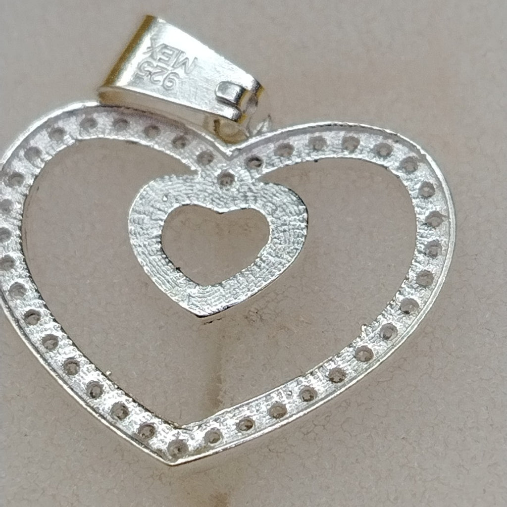 DIJE CORAZON C/CIRCONIAS PLATA .925 2.7 GR (NUEVO)